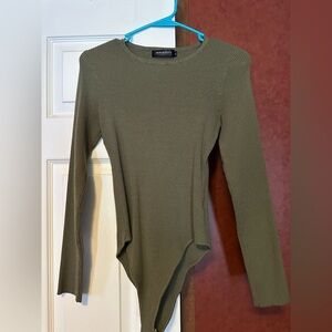 Ribbed Olive Green Bodysuit